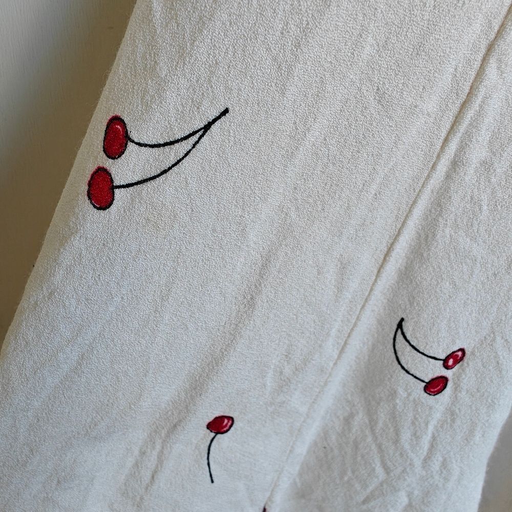 Reformation Raquel Tart Cherry Wrap Dress Size XS Ivory Cream Red - Picture 10 of 14